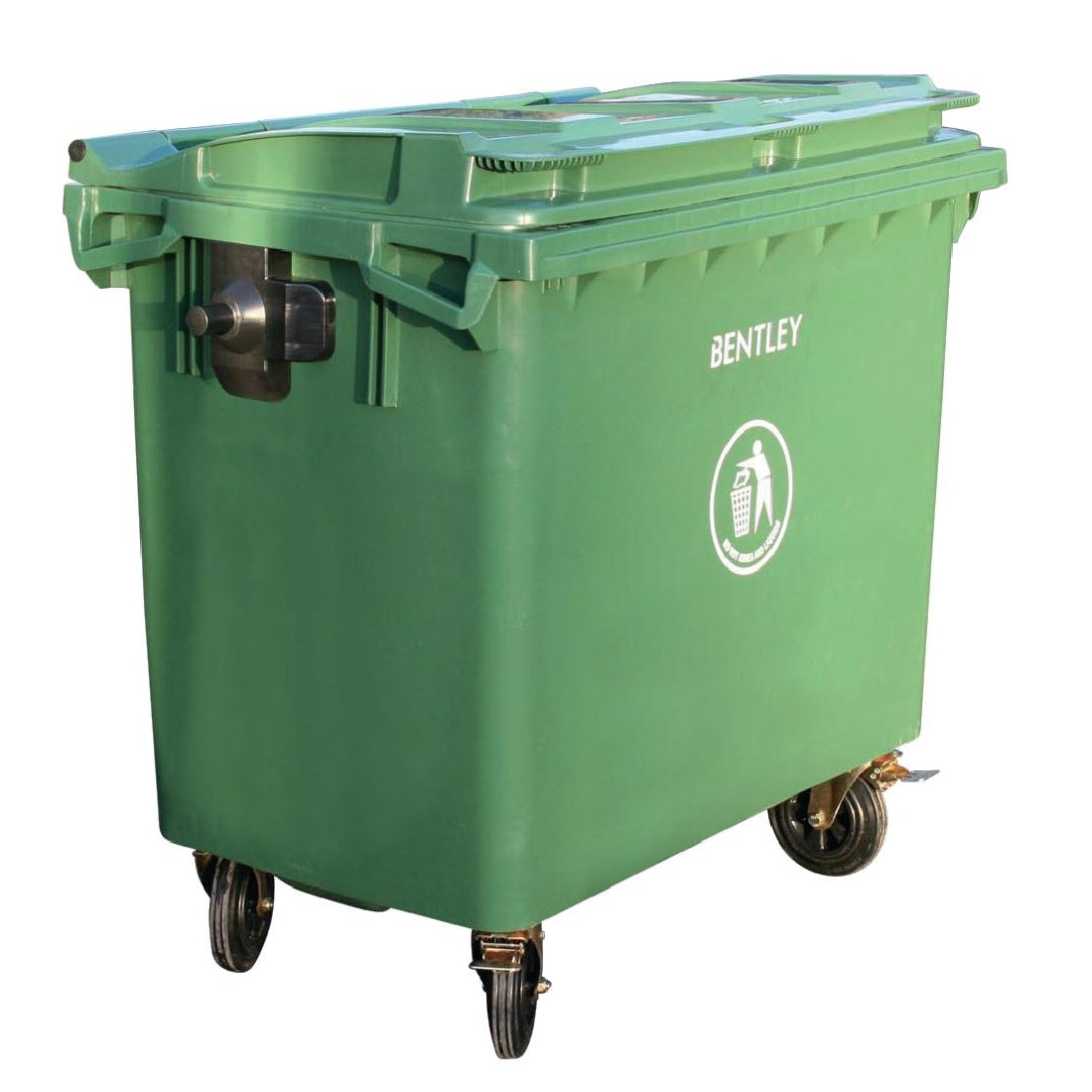 Wheelie Bin with Flat Top Lid Green 110Ltr