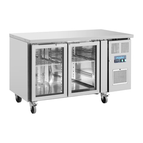 Polar U-Series 2 Door Counter Fridge with Glass Doors