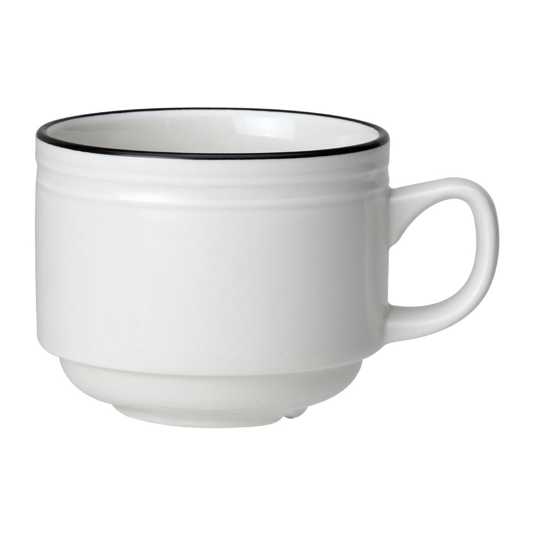 Steelite Bead Black Band Stacking Cups 200ml (12 Pack)