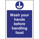 Vogue Wash hands Before Handling Food Sign