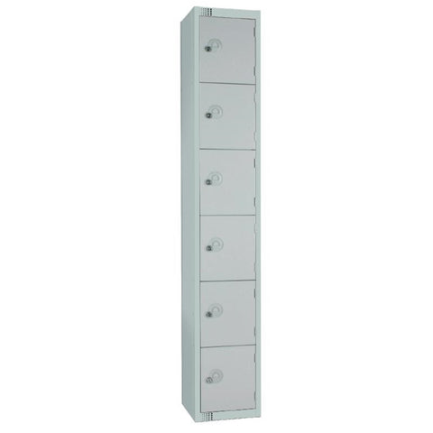 Elite Six Door Manual Combination Locker Locker Grey with Sloping Top