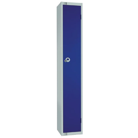 Elite Single Door Coin Return Locker with Sloping Top Blue