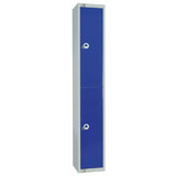 Elite Double Door Coin Return Locker with Sloping Top Graphite Blue