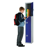 Elite Three Door Coin Return Locker Blue