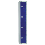 Elite Four Door Coin Return Locker with Sloping Top Blue