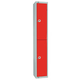 Elite Double Door Coin Return Locker with Sloping Top Graphite Red