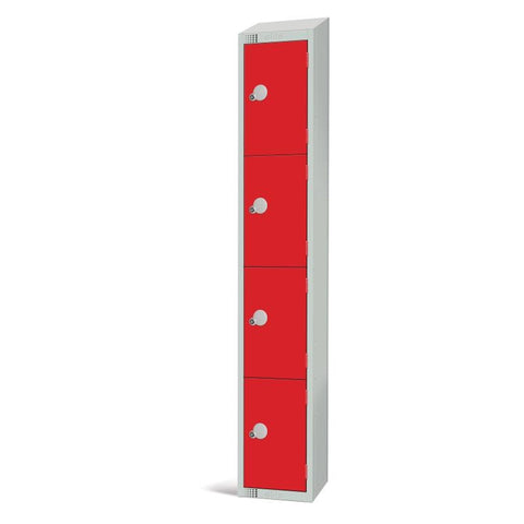 Elite Four Door Manual Combination Locker Locker Red with Sloping Top