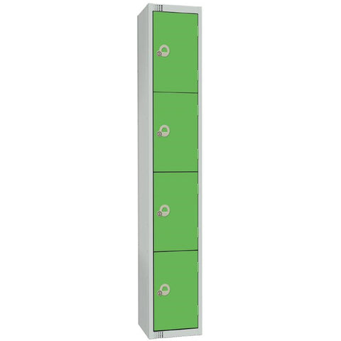 Elite Four Door Coin Return Locker with Sloping Top Green