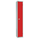 Elite Single Door Padlock Locker with Sloping Top Red