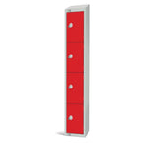 Elite Four Door Camlock Locker with Sloping Top Red