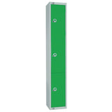 Elite Three Door Padlock Locker with Sloping Top Green