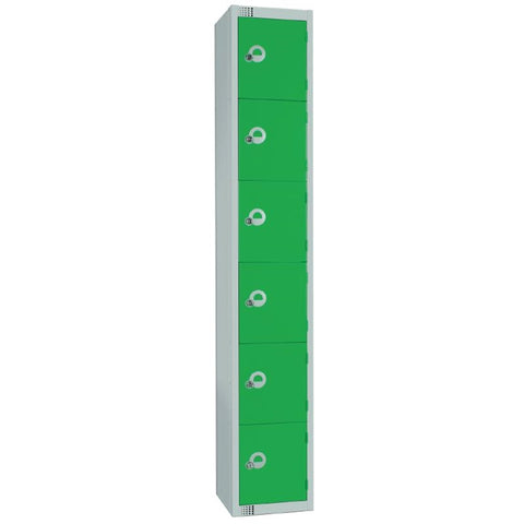 Elite Six Door Electronic Combination Locker with Sloping Top Green