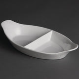 Olympia Whiteware Divided Oval Eared Dishes 295x155mm (6 pack)