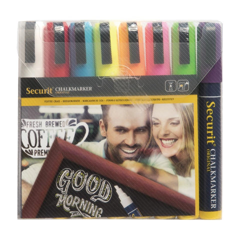 Securit Chalkmaster 6mm Liquid Chalk Pens Assorted Colours (Pack of 8)