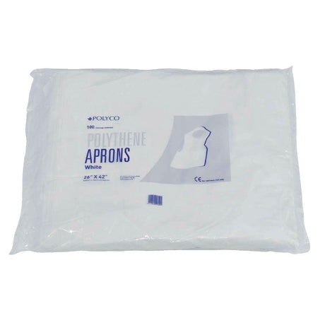 Disposable Polythene Bib Aprons White (Pack of 100)