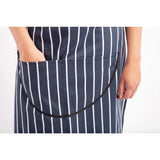 Whites Unisex Butchers Apron   Navy Stripe with Pocket