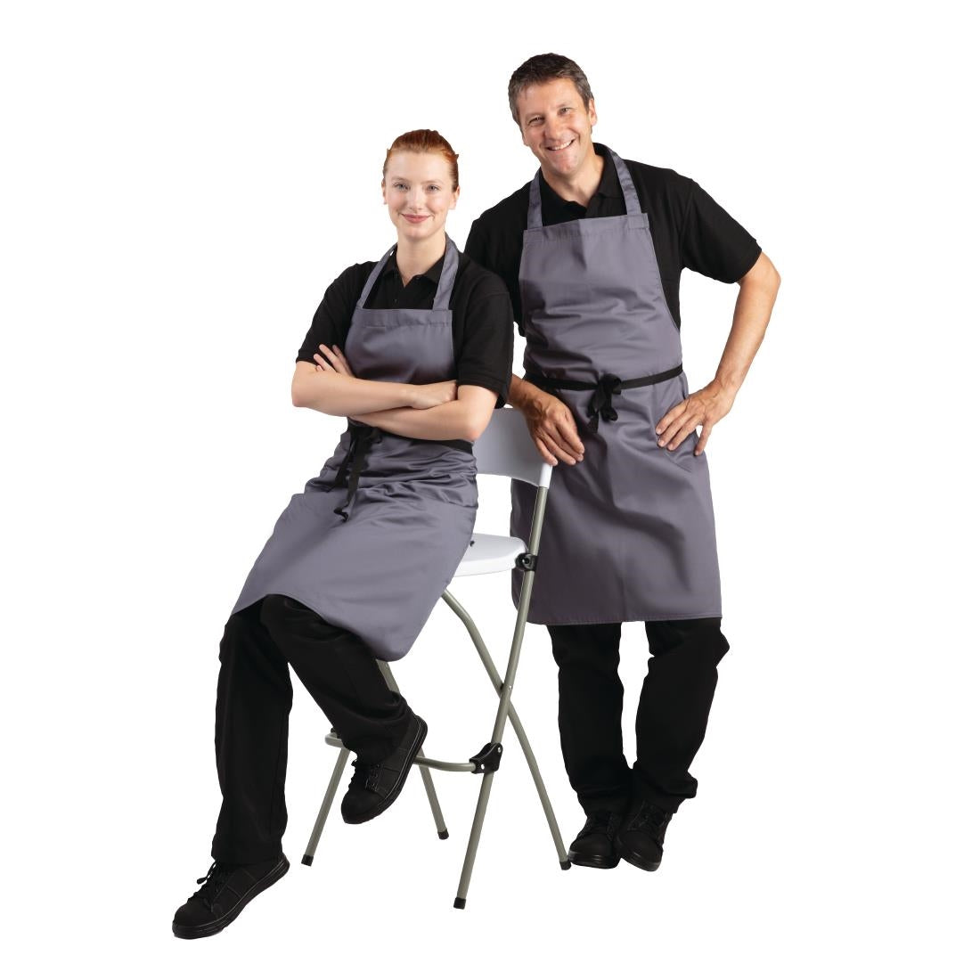 Whites Polycotton Bib Apron Charcoal