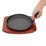 Olympia Cast Iron Round Sizzler with Wooden Stand 22cm