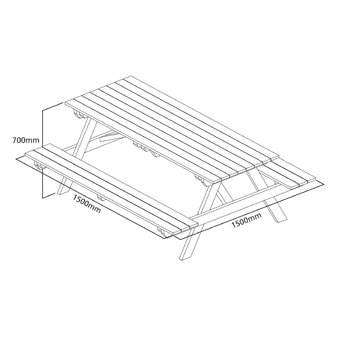 Rowlinson Wooden Picnic Bench 5ft