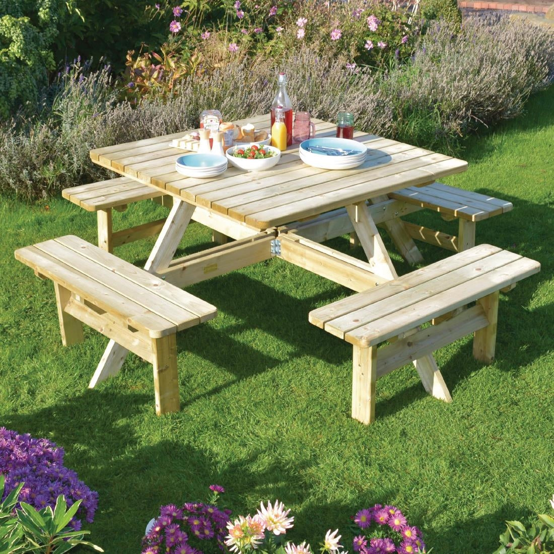 Rowlinson Square Wooden Picnic Table 6.5ft