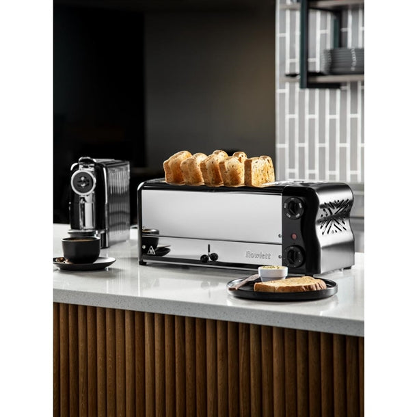 Rowlett Esprit 6 Slot Toaster Jet Black w/2x Additional Elements & Sandwich Cage