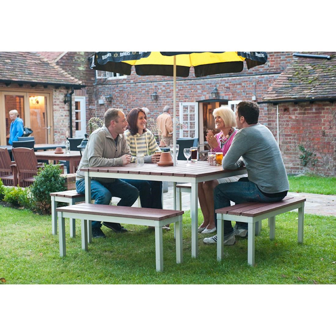 Enviro Square Outdoor Walnut Effect Faux Wood Table 1250mm