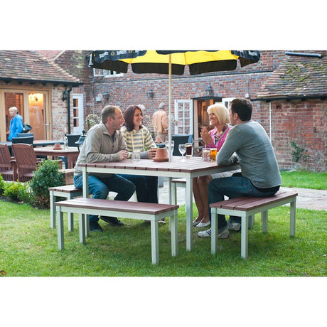 Enviro Square Outdoor Walnut Effect Faux Wood Table 1250mm