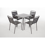 Bolero Amalfi Slatted Steel Side Chairs Grey (Pack of 4)