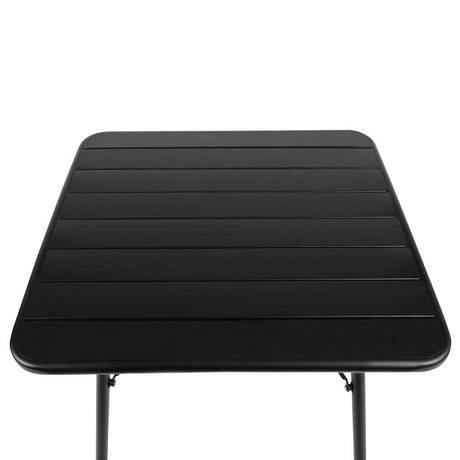 Bolero Amalfi Slatted Square Steel Folding Table Black 700mm