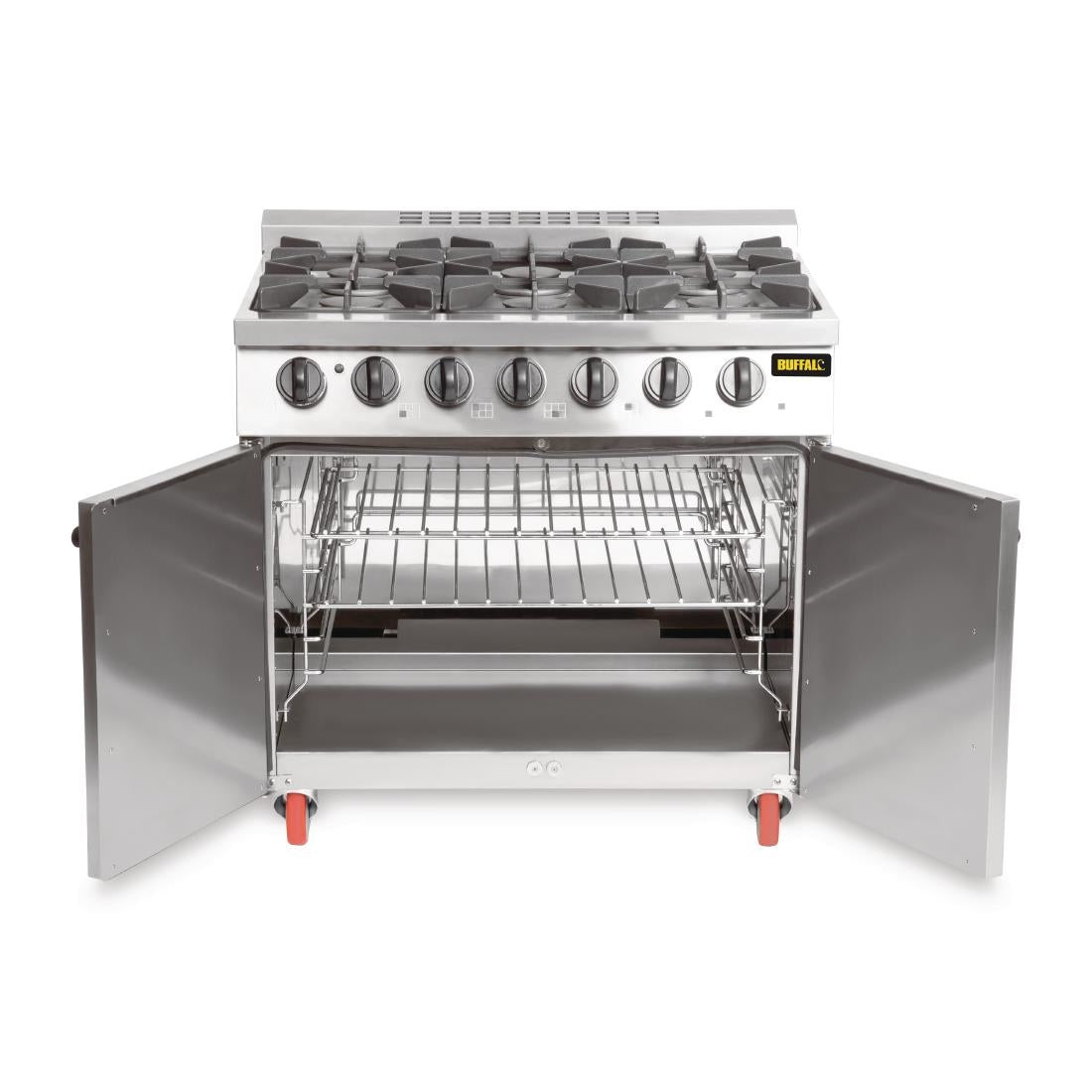 Buffalo 6 Burner Gas Oven Range with Castors