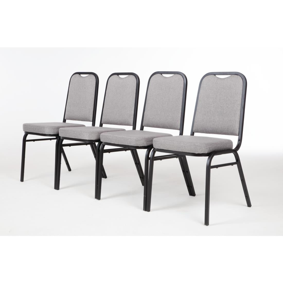 Bolero Square Back Banquet Chairs Black & Grey (Pack of 4)