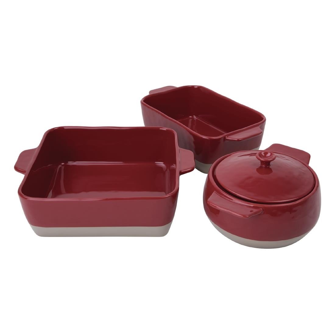 Olympia Red And Taupe Ceramic Roasting Dish 2.5Ltr
