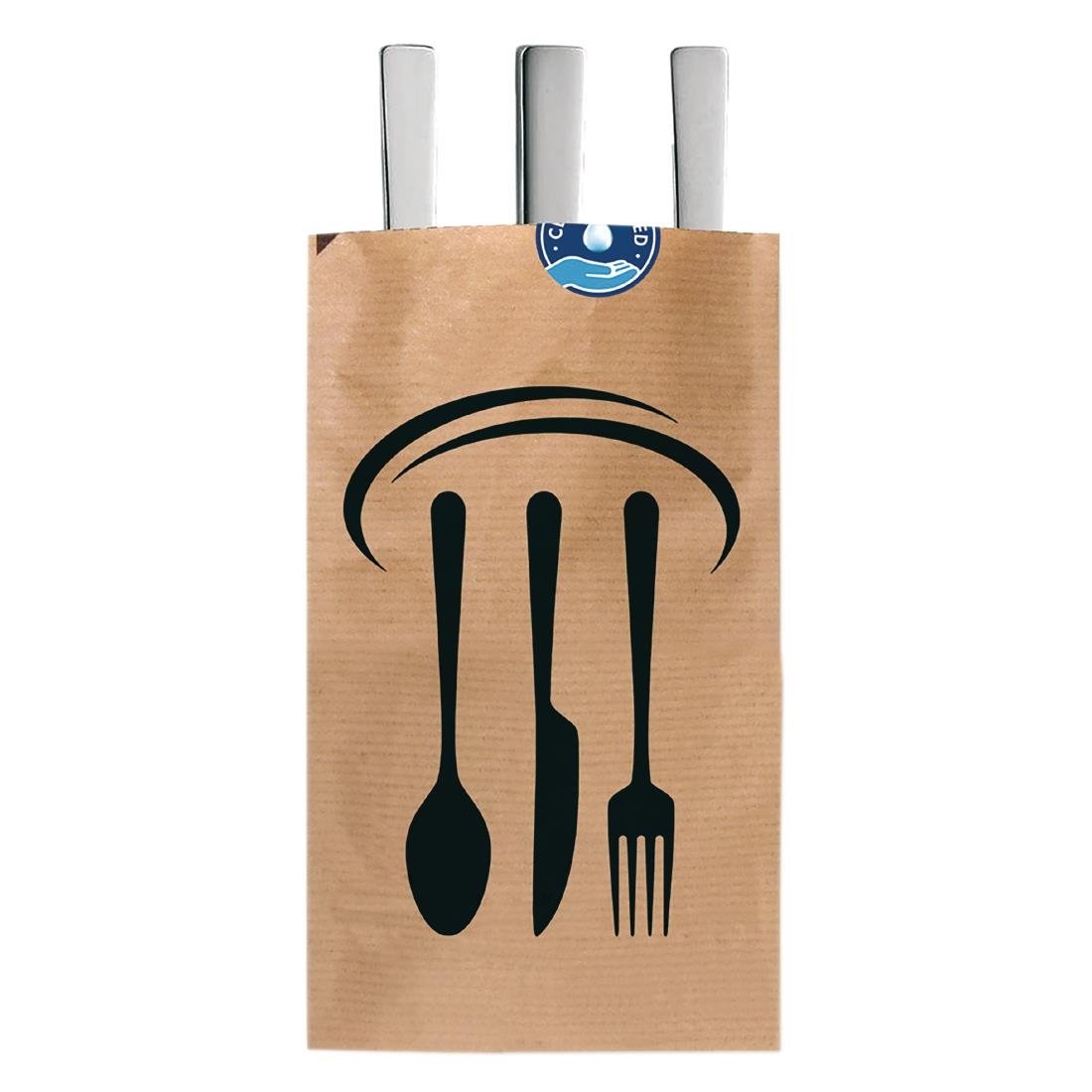 Kraft Recyclable Sealable Paper Cutlery Bags (Pack of 2000)