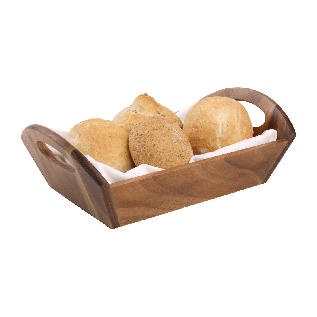 Acacia Wood Bread Basket with Handles