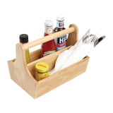 Hevea Wood Condiment Basket with Handle