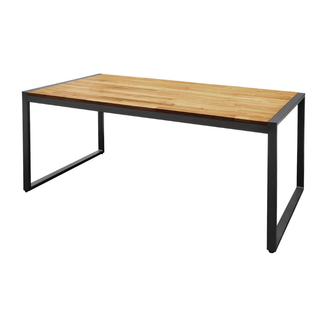 Bolero Acacia Wood and Steel Rectangular Industrial Table 1800mm