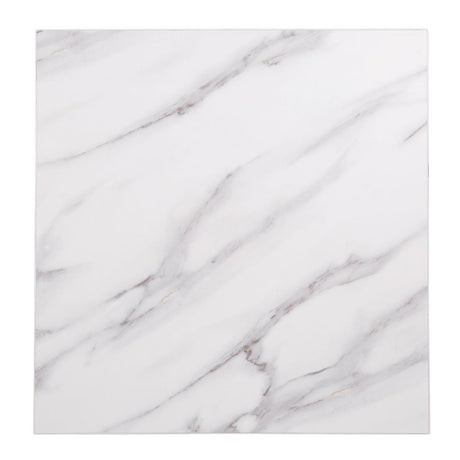 Bolero Pre-Drilled Square Table Top Marble Effect 600mm