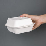 Fiesta Compostable Bagasse Burger Boxes with Bottom Ridges 157mm (Pack of 500)