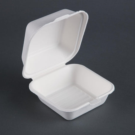 Fiesta Compostable Bagasse Burger Boxes with Bottom Ridges 157mm (Pack of 500)