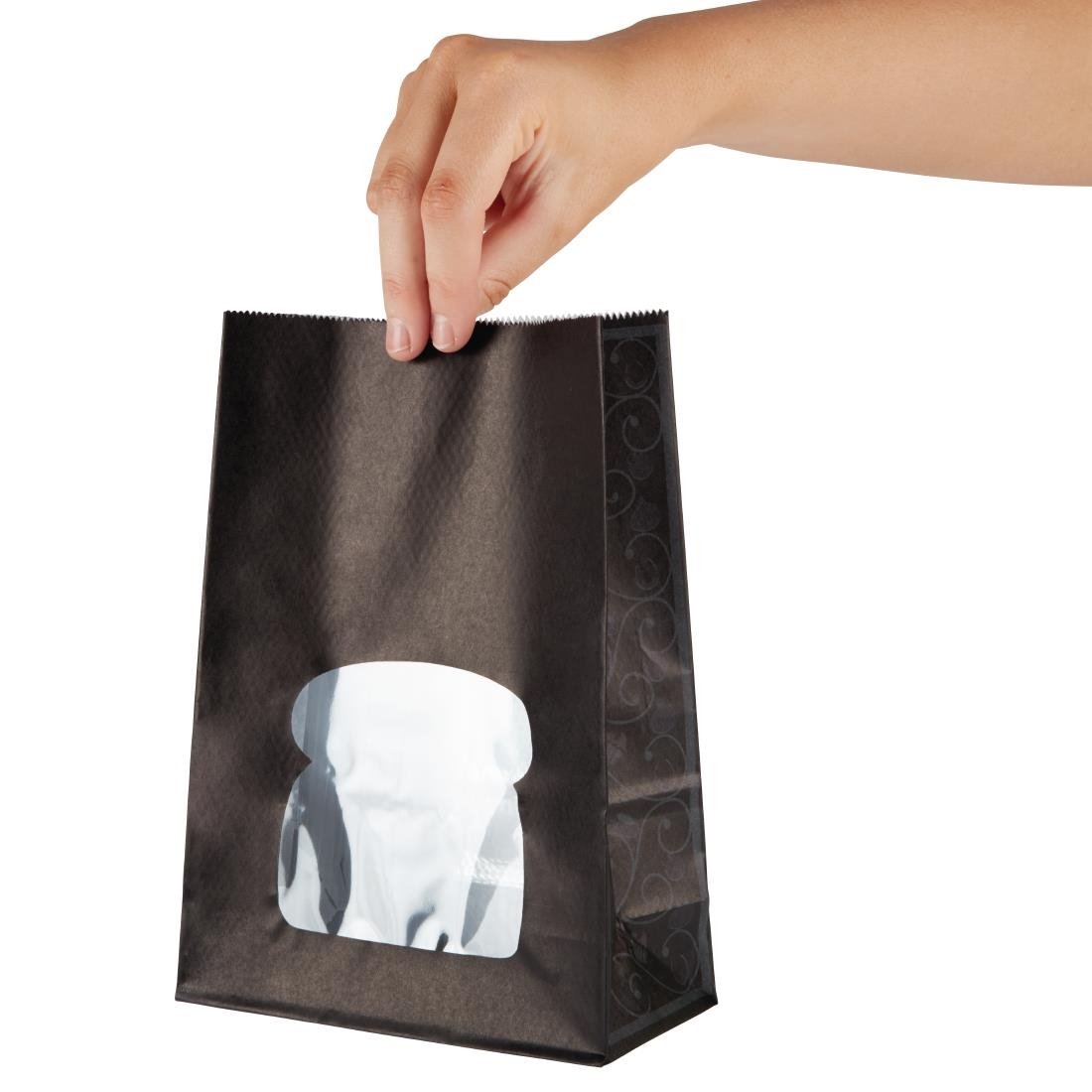 Colpac Recyclable Paper Sandwich Bags With Window Black (Pack of 250)