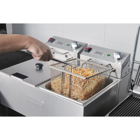 Buffalo Twin Tank Twin Basket 2x5Ltr Countertop Fryer with Timers 2x2.8kW