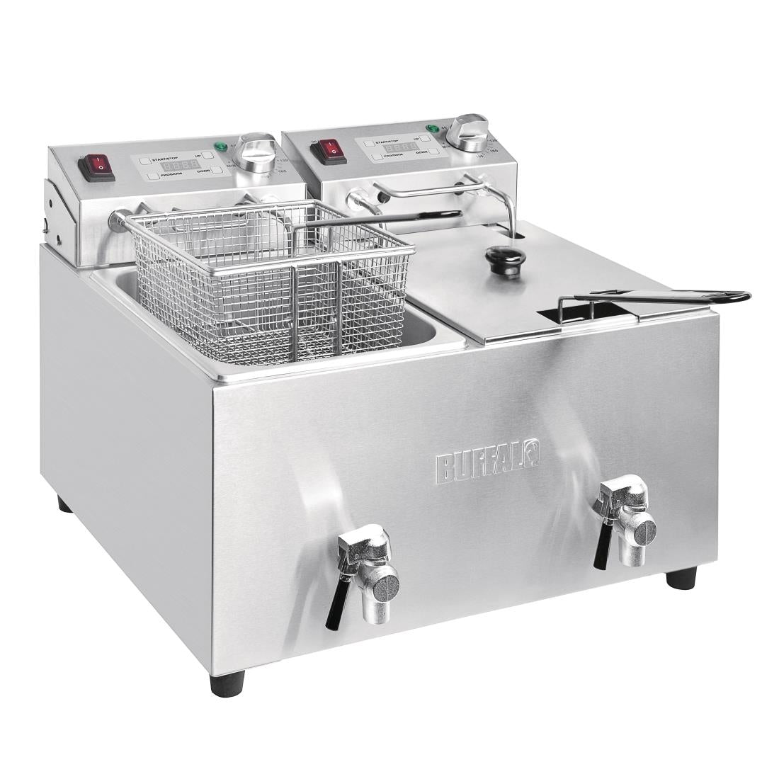 Buffalo Twin Tank Twin Basket 2x8Ltr Countertop Fryer with Timers 2x2.9kW