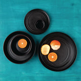 Olympia Cavolo Flat Round Bowls Textured Black 143mm (Pack of 6)