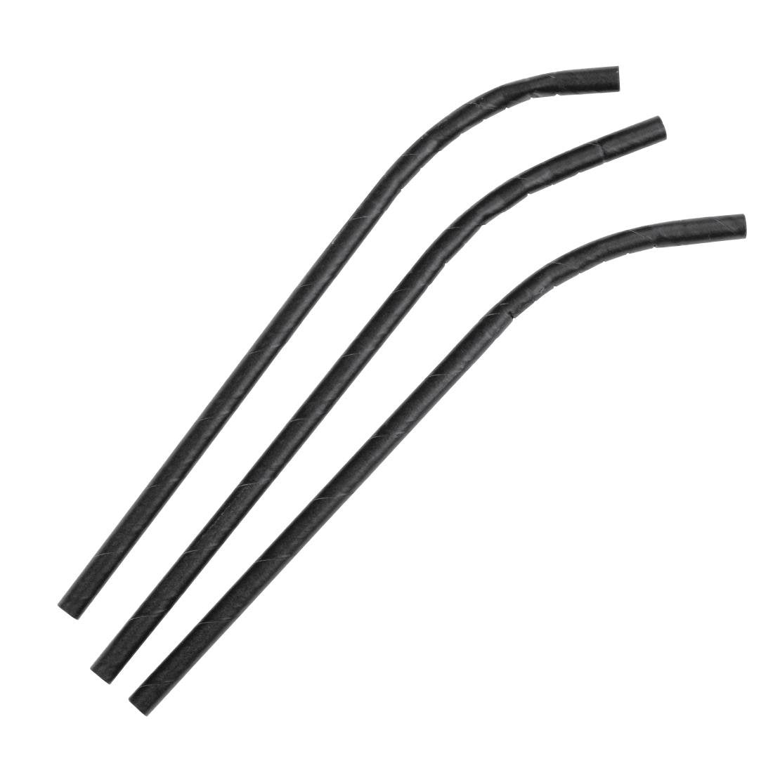 Fiesta Compostable Individually Wrapped Bendy Paper Straws Black (250 Pack)