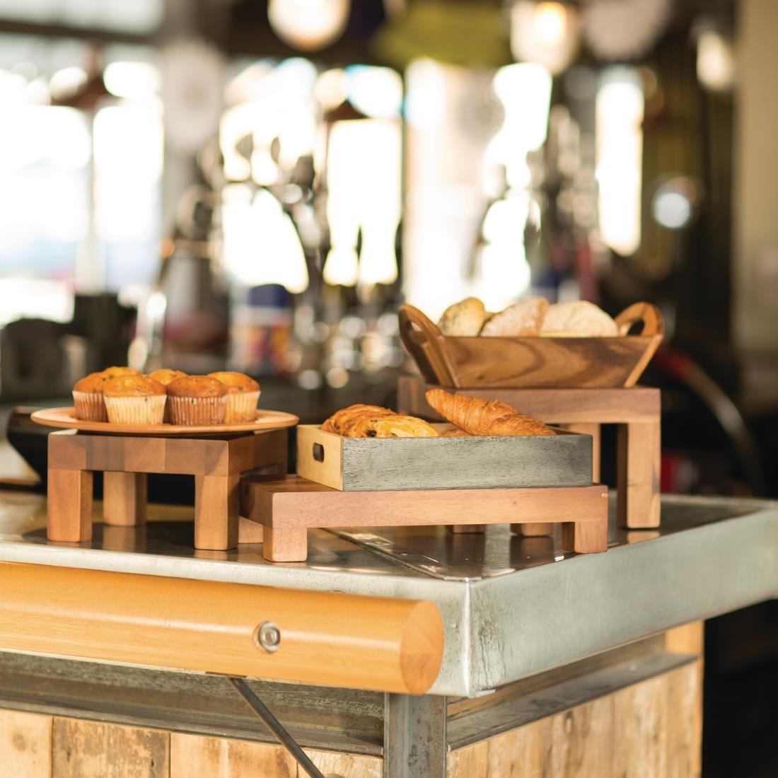 Acacia Wood Bread Basket with Handles