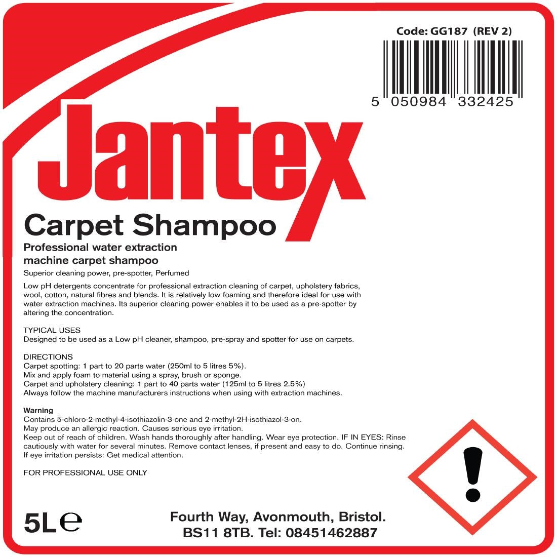 Jantex Carpet Shampoo Concentrate 5Ltr