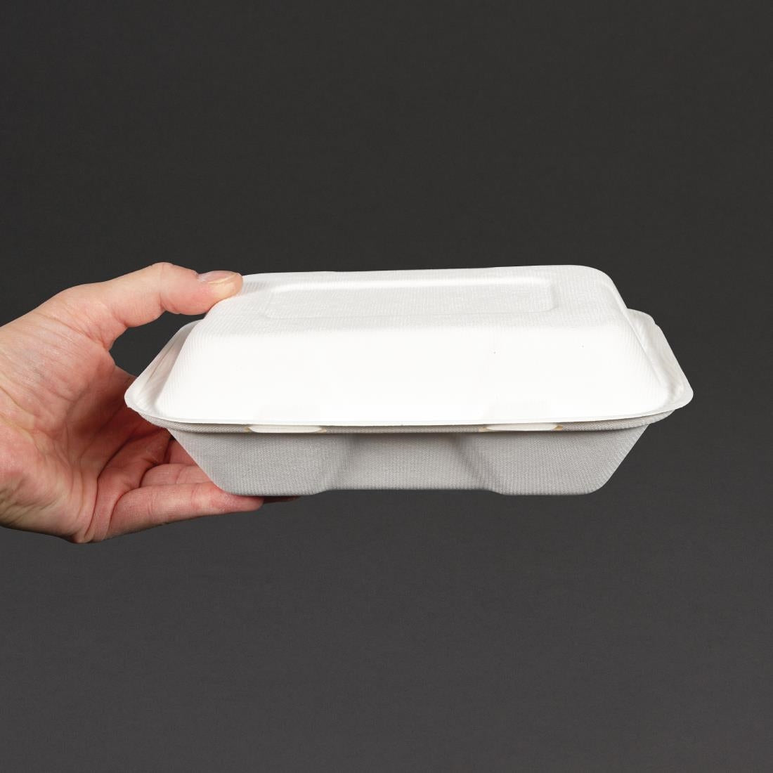 Vegware Compostable Bagasse Clamshell Hinged Meal Boxes 228mm