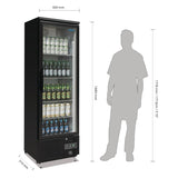 Polar Upright Back Bar Cooler with Hinged Door in Black 307Ltr