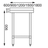 Vogue Stainless Steel Table with Upstand 1500mm