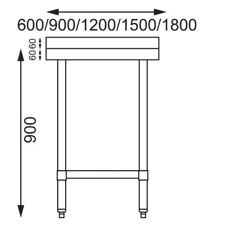 Vogue Stainless Steel Table with Upstand 1500mm